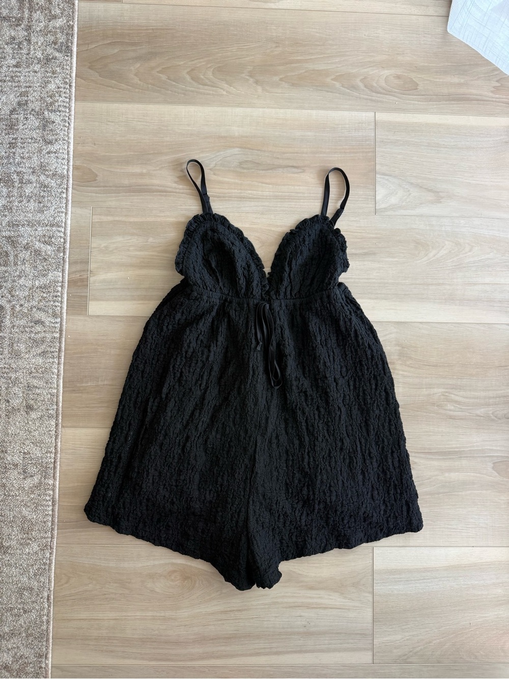Black Lace Romper with Adjustable Straps